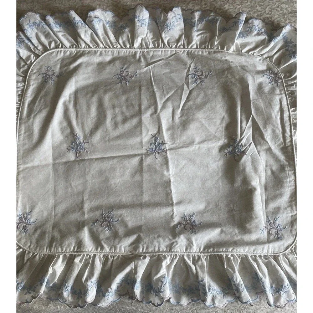Vintage D. Porthault Embroidered Ruffled Standard Sham